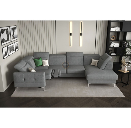 NAROŻNIK MALIBU MAX II Z FUNKCJĄ SPANIA I FUNKCJĄ RELAX 180x350x182 CM - Odcienie szarości , Strona lewa