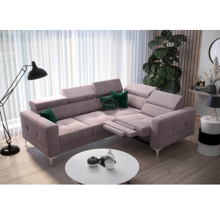 NAROŻNIK TOSCANIA RELAX Z FUNKCJĄ SPANIA 185X250 - Odcienie fioletu , prawa