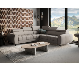 NAROŻNIK PORTO MAX SKÓRA NATURALNA 255x255 CM - prawa , Skóra szara