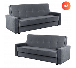 Zestaw 2x Sofa Rozkładana ALUNA Szara