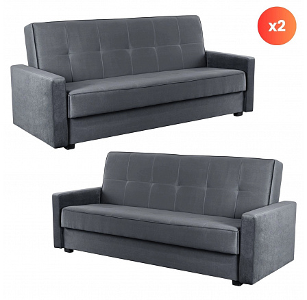 Zestaw 2x Sofa Rozkładana ALUNA Szara