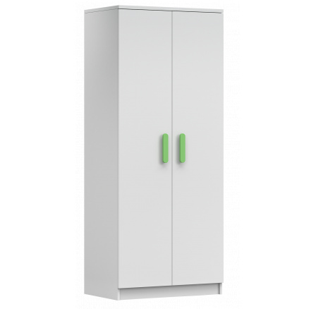 2D SMYK I - 06 Gardróbszekrény, Fehér Matt/Zöld