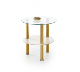 DUCAT S dohányzóasztal, fehér márvány hatás / arany