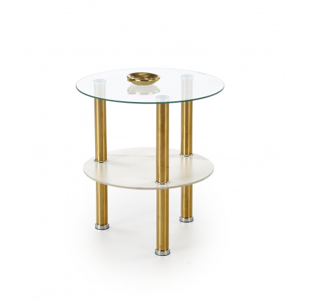 DUCAT S dohányzóasztal, fehér márvány hatás / arany