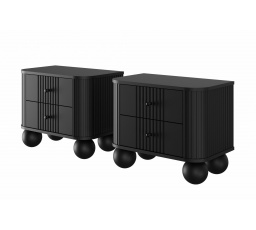 Zestaw szafek nocnych Vesper 56 cm - czarny / czarne uchwyty / nogi kule