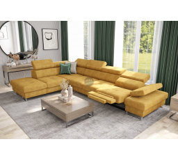 NAROŻNIK GALAXY RELAX Z FUNKCJĄ SPANIA 225X350 CM - Odcienie żółtego , lewa