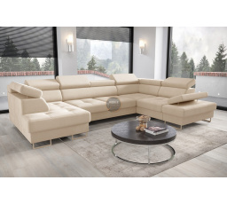 NAROŻNIK GALAXY MAX II Z FUNKCJĄ SPANIA 210x350x165 - Odcienie beżu , prawa