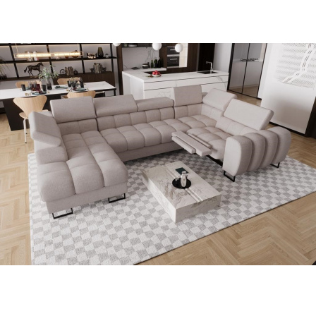 NAROŻNIK ROZKŁADANY ASPEN MAX II RELAX 198x350x170 CM - prawa , Odcienie beżu
