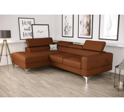 NAROŻNIK TOSCANIA MINI SKÓRA NATURALNA 170x250 CM - Odcienie brązu , lewa