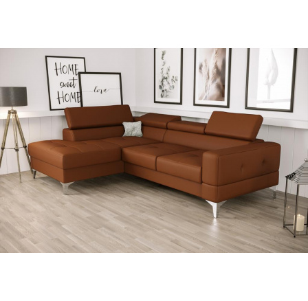 NAROŻNIK TOSCANIA MINI SKÓRA NATURALNA 170x250 CM - Odcienie brązu , lewa