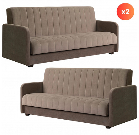 Zestaw 2x Sofa Rozkładana PORTO Beżowa