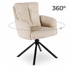 Krzesło Obrotowe do Salonu JUNE Beżowe Sztruksowe