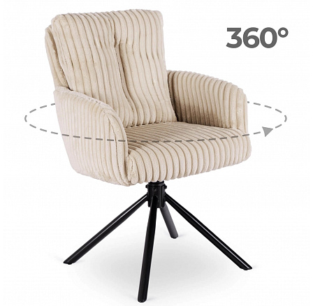 Krzesło Obrotowe do Salonu JUNE Beżowe Sztruksowe