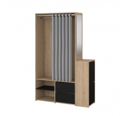 Šatní skříň HARMONY 173, Jackson hickory/Černá/Šedá