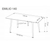 EMILIO étkezőasztal 140, Fehér márvány hatás/Fekete