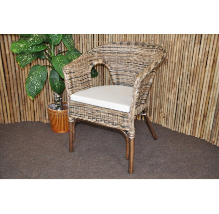 Ratanové křeslo Fabion wicker mix bílý polstr