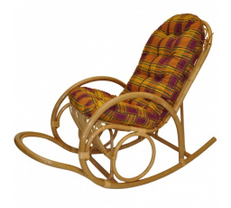 Ratanové houpací křeslo Jenaira medové polstr okrová kostka