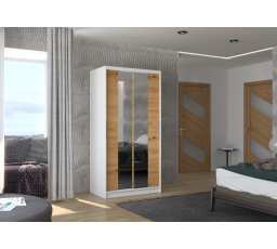 Tolóajtós szekrény tükörrel DRAGONIS 100 Fehér+Artisan
