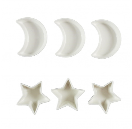 6 darabos Star/Moon fehér tálalókészlet