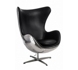 Tojásfotel alumínium fekete PU