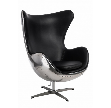 Tojásfotel alumínium fekete PU