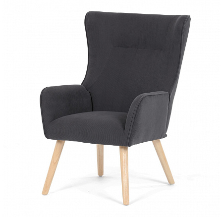 Křeslo ušák, šedá, manšestrová látka, AK-314 GREY2