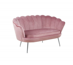 Sofa SF1-FXJG bársonyos rózsaszín, ezüst lábakkal