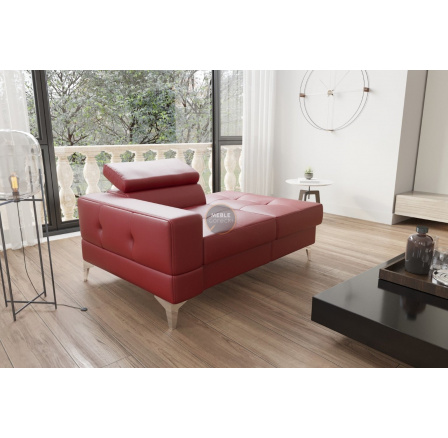 SOFA JEDNOOSOBOWA TOSCANIA I SZEZLONG 135 CM SKÓRA NATURALNA - Skóra czerwona , Szezlong po prawej - prawa strona