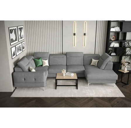 NAROŻNIK TAPICEROWANY MALIBU MAX II 180x350x182 CM - Odcienie szarości , Strona lewa