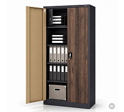 Fém szekrény tárolóhellyel antracit / dió: Eco Design TOMASZ, 900 x 1850 x 450 mm