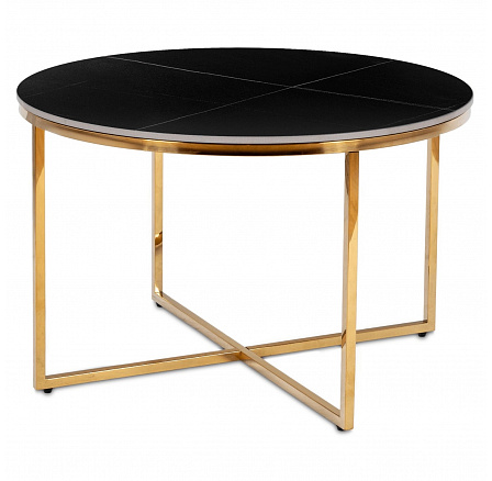 Stolik Ceramiczny MARINE Czarny Marmur Mat/Złoty