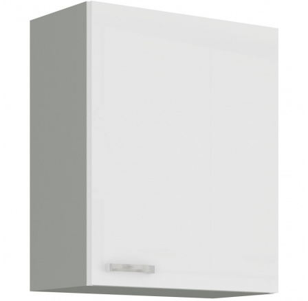 Kuchyňská horní skříňka BOLZANO 60-G-72-1F, Bílý lesk/Šedá