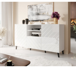 ABETO komód, matt fehér / fényes fehér