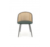 Étkezőszék K508, Sötétzöld/Rattan/Fekete