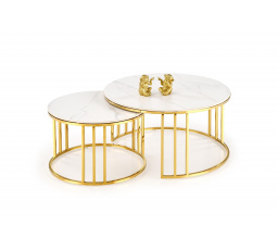 MERKÚR KONFERENCIAI ASZTAL 3 SZETT 2 PAD, ARANY/FEHÉR MÁRVÁNY