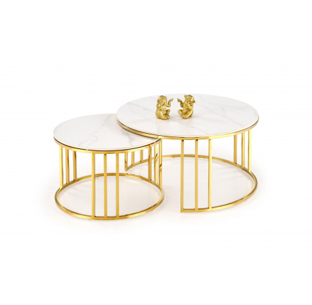 MERKÚR KONFERENCIAI ASZTAL 3 SZETT 2 PAD, ARANY/FEHÉR MÁRVÁNY