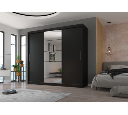 Tolóajtós szekrény tükörrel ERWIN 235 Fekete+Fekete