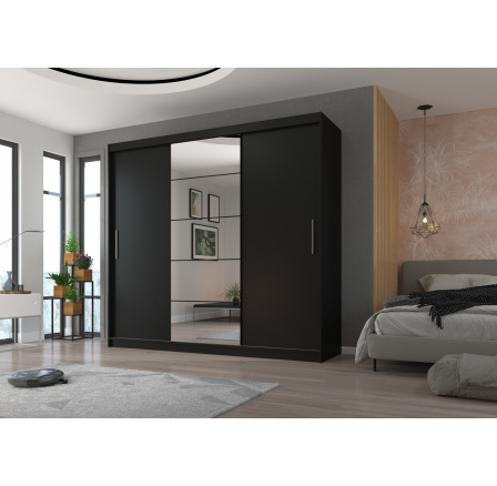 Tolóajtós szekrény tükörrel ERWIN 235 Fekete+Fekete