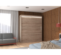 Tolóajtós szekrény LED világítással LINCOLN 180 Truffle+Truffle