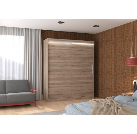 Tolóajtós szekrény LED világítással LINCOLN 180 Truffle+Truffle