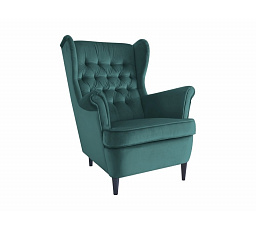 HARRY Velvet fotel, zöld Bluvel 78/wenge