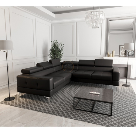 NAROŻNIK TAPICEROWANY TOSCANIA MAX 250×250 - prawa , Czarna eko skóra