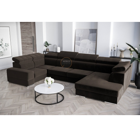 NAROŻNIK ROYAL MAX I 210x375x185 - lewa , Odcienie brązowego