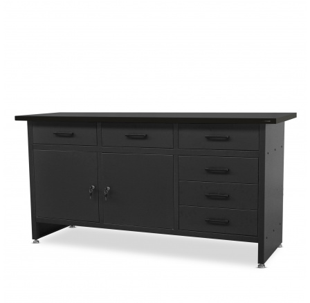 HENRY műhelyasztal, 1700 x 850 x 600 mm, All Black: fekete