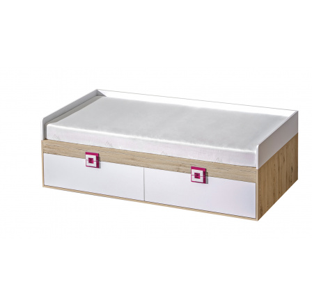 Dětská postel NICO 14, Světlý Dub/Bílá/Růžová