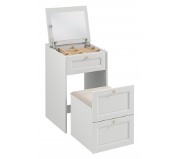 REL TS fésülködőasztal zsámollyal, Fehér/Arany