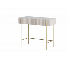 Toaletka Malmi 100 cm z szufladami - kaszmir / crema bianca / złote nóżki