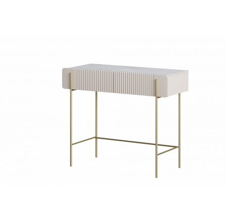 Toaletka Malmi 100 cm z szufladami - kaszmir / crema bianca / złote nóżki