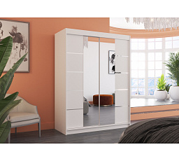 Tolóajtós szekrény tükörrel NORDIC 150 Fehér+Fehér