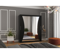 Tolóajtós szekrény tükörrel CHARLOTTE 180 Fekete+Fekete